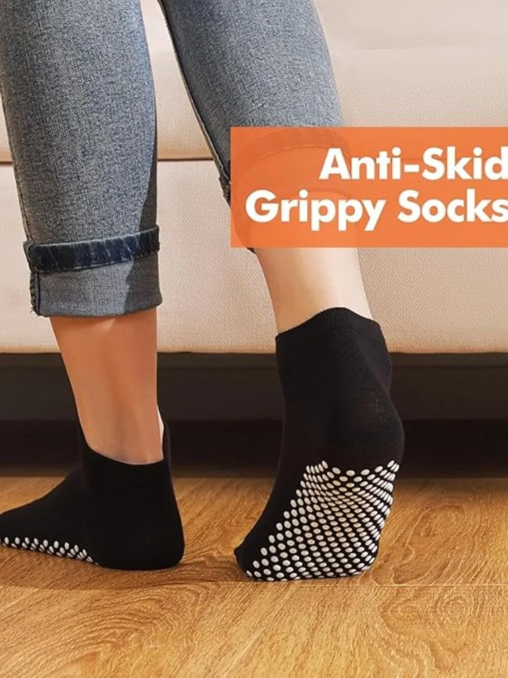 Gripper Non Slip Grippy Socks 6 Pairs Multicolors Pilates Yoga Athletics